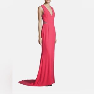 AIDAN MATTOX Crepe & Lace DRESS GOWN SIZE 2 PINK TANGERINE NORDSTROM